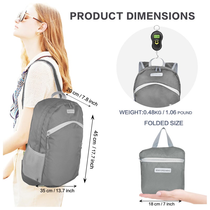 BEMYGREENBAG 35L Foldable Waterproof Backpack For Outdoor Sports With Inside Wet Clothes Compartment Packable For Multiple Uses Ultra Lightweight Ideal For Hiking Men And Women Travel(Grey) - Image 2