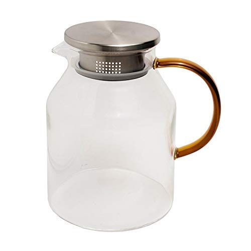 OANGO Glass Tea Pot Kettle Stainless Steel Lid Pitcher HeatResistant Glass Hot Water Carafe 1 Teapot 4 Mugs and 1 Wooden Tray Transparent - Image 2