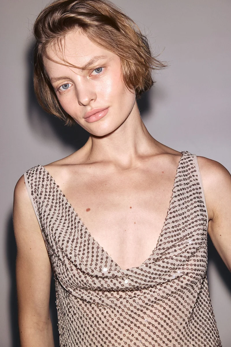 H&M Sequined cowl-neck dress