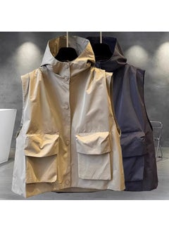 Unisex Casual Hooded Vest Spring Autumn Trendy Khaki - pzsku/ZBEF7964246BD7826DC53Z/45/_/1732185751/21e5d9e0-0405-489d-9920-30d4dbc8982e