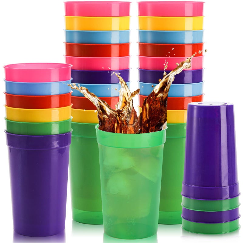 Fasmov 30 Pack 16 oz. Plastic Cups Plastic Tumblers Blank Reusable Drink Tumblers for Parties  Events  Marketing  Weddings  Colorful - Image 1