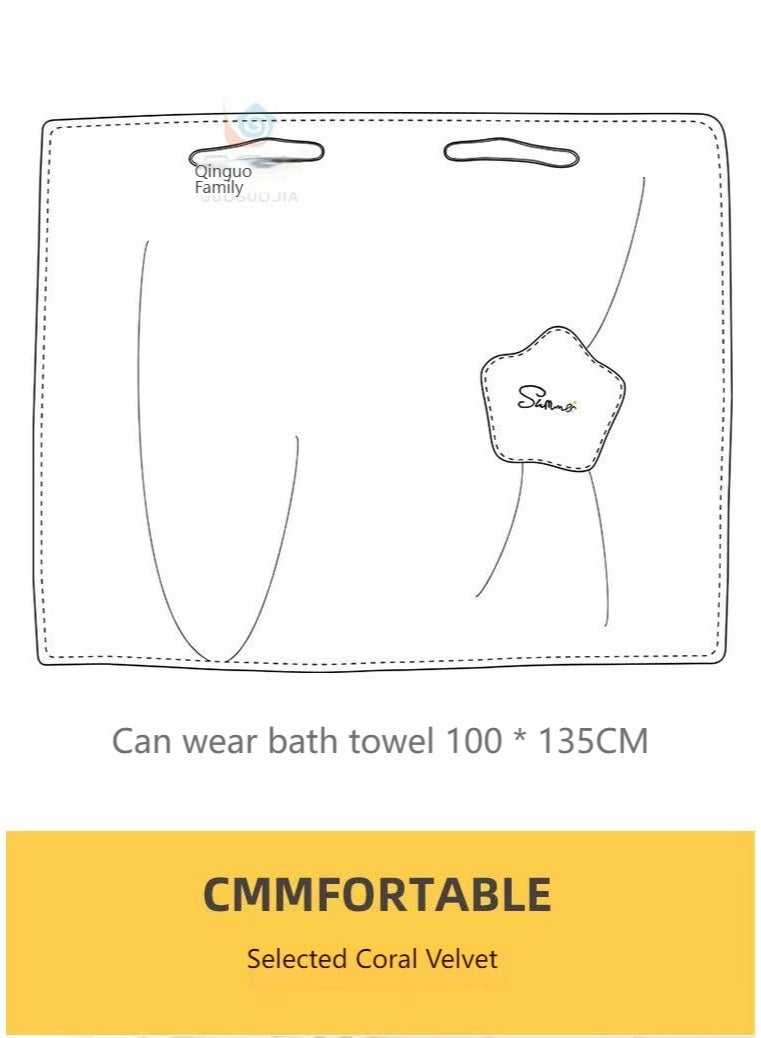 Off Shoulder Wearable Bath Towel Wrap Women Oversized Water Absorbent Beach Spa Gym Bathrobes Slip Dress Bathroom Towel Bathing Shower Cover Up Tube Dress 135*100CM - Image 5