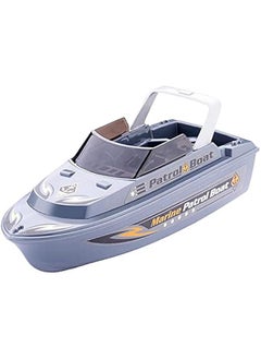 Generic Speed Boat Water Toy, Electric Patrol Boat Coast Guard Vessel Toy Police Speedboat Ship Model Toy Yacht Boat Bath Toy with Siren and Lights (Grey 2)  - Image 1