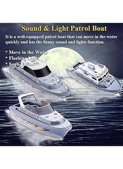 Generic Speed Boat Water Toy, Electric Patrol Boat Coast Guard Vessel Toy Police Speedboat Ship Model Toy Yacht Boat Bath Toy with Siren and Lights (Grey 2)  - Image 2