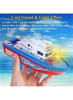 Generic Speed Boat Water Toy, Electric Patrol Boat Coast Guard Vessel Toy Police Speedboat Ship Model Toy Yacht Boat Bath Toy with Siren and Lights (Grey 2)  - Image 4