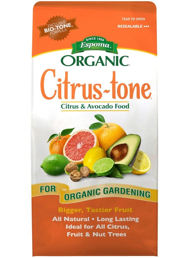 إسبوما سماد عضوي طبيعي وعضوي من Espoma Organic Citrus-Tone 5-2-6 وغذاء نباتي لجميع أشجار الحمضيات والفواكه والمكسرات والأفوكادو؛ كيس 4 أرطال. يعزز النمو القوي والفواكه الوفيرة - Image 1