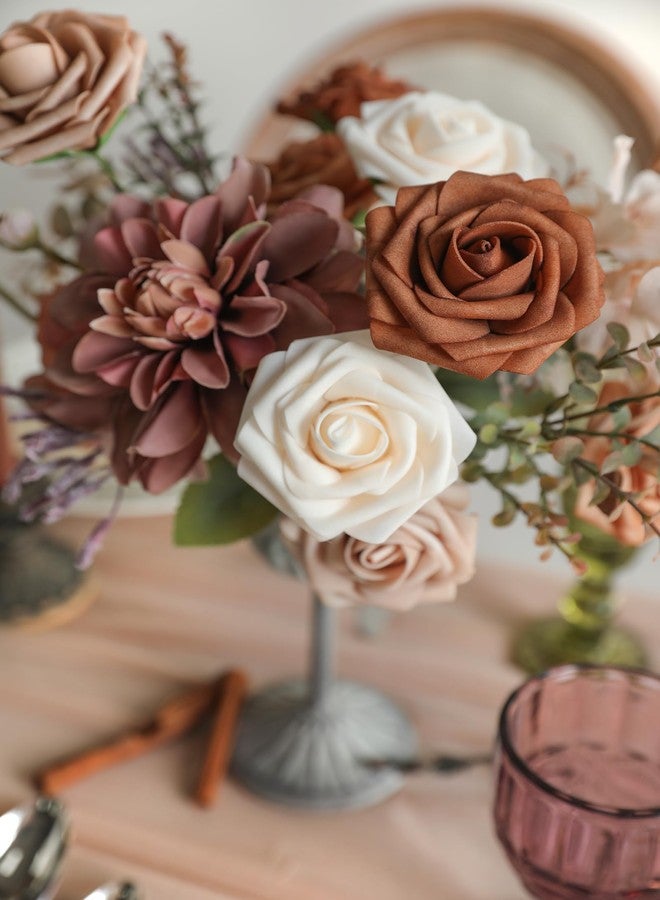 Koroni Flowers مجموعة زهور كوروني الاصطناعية، 25 قطعة، بتدرجات لونية وردية باهتة، مصنوعة من الفوم مع سيقان، مثالية لتزيين باقات الزفاف، وحفلات توديع العزوبية، وطاولات الحفلات، وديكورات المنزل. - Image 5