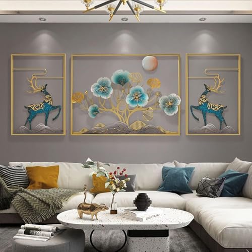 OVIK - Handcrafted Metal Modern Wall Art Deer Frame Multicolor Unique Modern Accent for Stylish Interiors Wall Art for Home Decor, Living Room, Bedroom & Office (Size 42x24 Inch) - Image 1