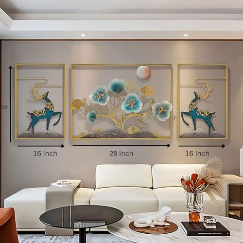 OVIK - Handcrafted Metal Modern Wall Art Deer Frame Multicolor Unique Modern Accent for Stylish Interiors Wall Art for Home Decor, Living Room, Bedroom & Office (Size 42x24 Inch) - Image 2