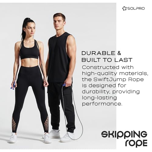 Solpro Aero Adjustable Jump Rope Skipping Rope for men, women, kids, boys, girls | Unisex, Tangle-Free, Durable, Ideal for fitness, cardio, agility & home workouts (Blue/Black) - Image 5