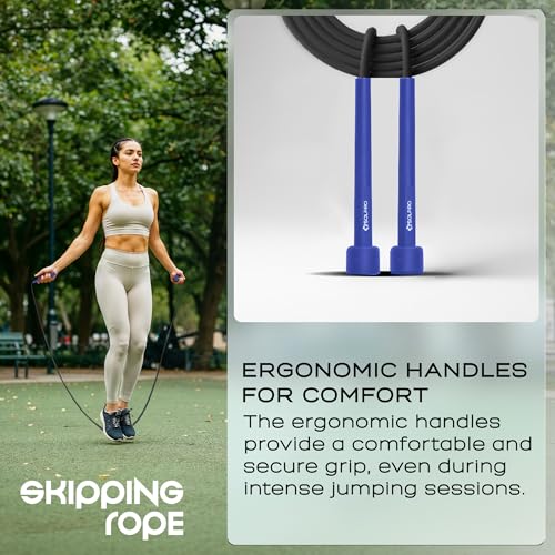 Solpro Aero Adjustable Jump Rope Skipping Rope for men, women, kids, boys, girls | Unisex, Tangle-Free, Durable, Ideal for fitness, cardio, agility & home workouts (Blue/Black) - Image 3