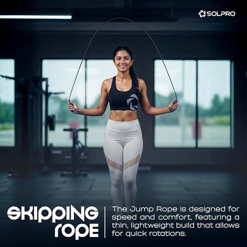 Solpro Aero Adjustable Jump Rope Skipping Rope for men, women, kids, boys, girls | Unisex, Tangle-Free, Durable, Ideal for fitness, cardio, agility & home workouts (Blue/Black) - Image 2