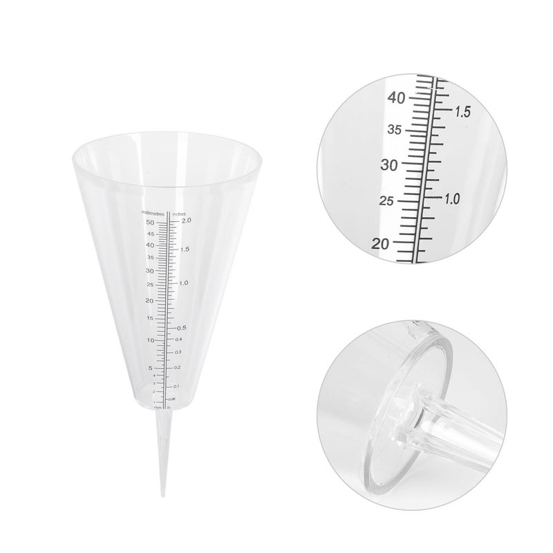 Clear Plastic Rain Gauge with Cone Shape and Ground Spike for Accurate Outdoor Garden Rainfall Measurement - Image 4
