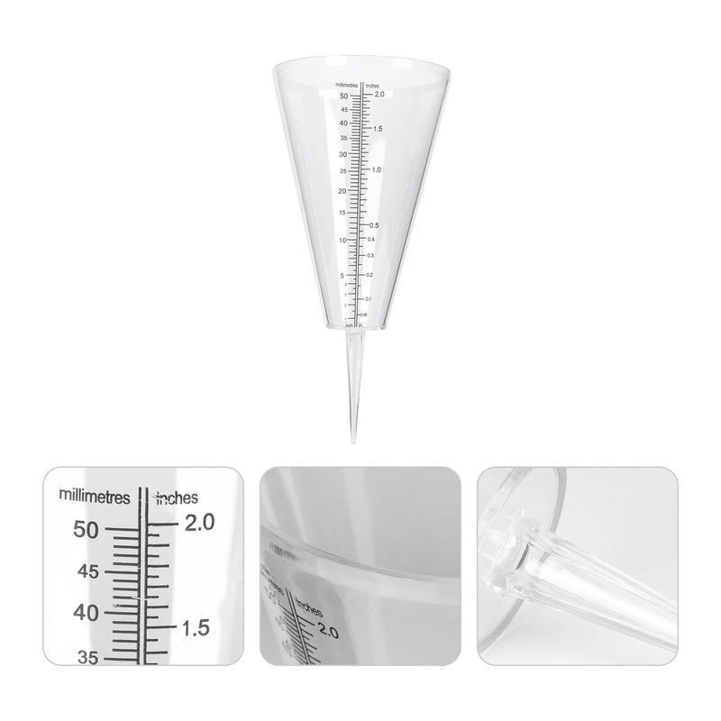 Clear Plastic Rain Gauge with Cone Shape and Ground Spike for Accurate Outdoor Garden Rainfall Measurement - Image 3