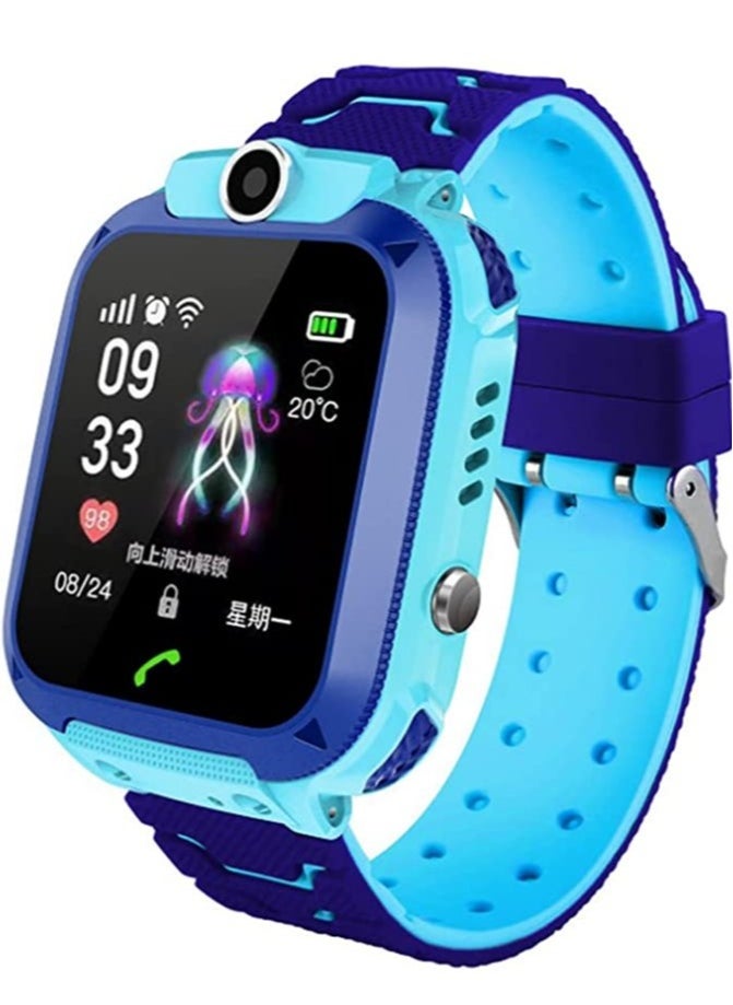 Generic - Waterproof Touching Screen Intelligent Smart Watch With SOS Call Voice Chat Alarm Clock Compatible For Android and iOS Phone Blue - Image 1