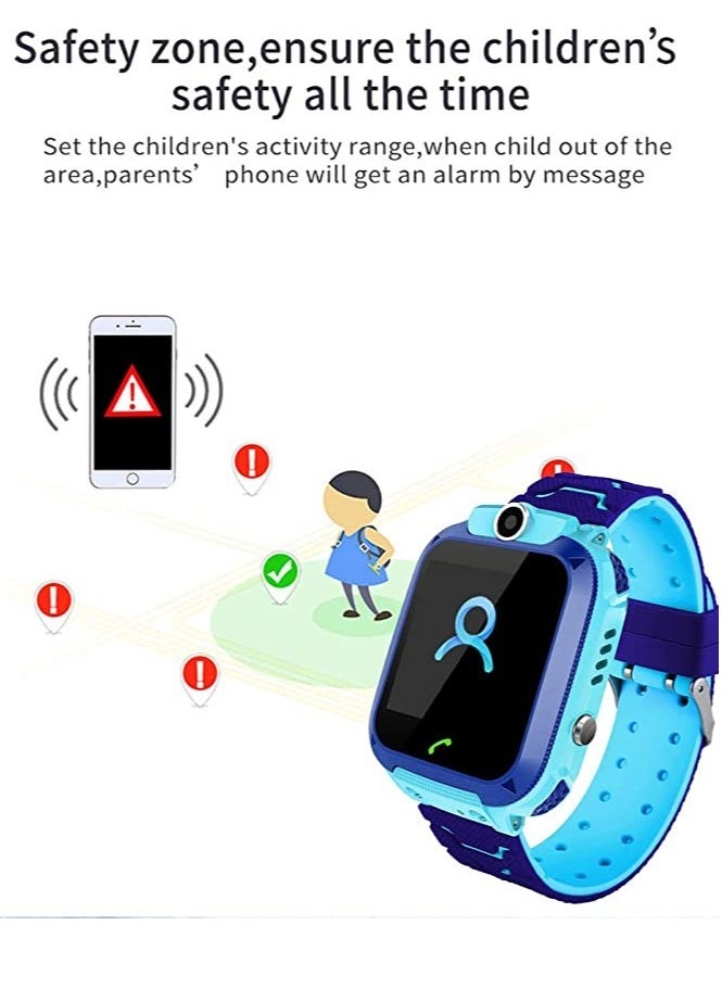 Generic - Waterproof Touching Screen Intelligent Smart Watch With SOS Call Voice Chat Alarm Clock Compatible For Android and iOS Phone Blue - Image 1