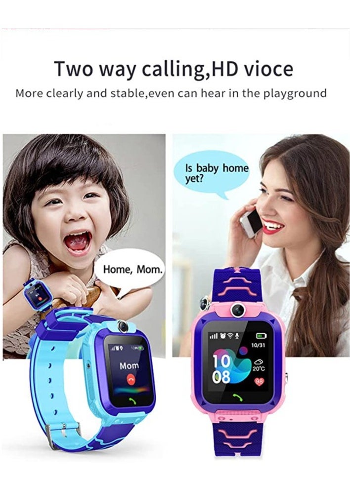 Generic - Waterproof Touching Screen Intelligent Smart Watch With SOS Call Voice Chat Alarm Clock Compatible For Android and iOS Phone Blue - Image 1