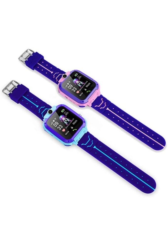 Generic - Waterproof Touching Screen Intelligent Smart Watch With SOS Call Voice Chat Alarm Clock Compatible For Android and iOS Phone Blue - Image 1