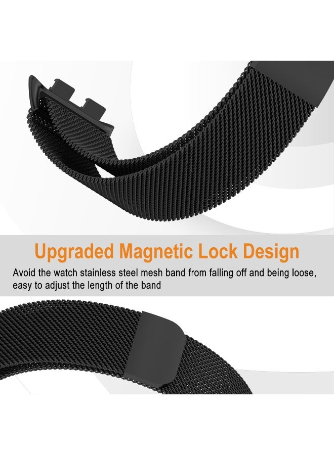 Milanese Loop Bands for Huawei Band 10/Huawei Band 9/Huawei Band 8/ Stainless Steel Metal Magnetic Replacement Strap for Huawei Band 10/9/8 Tracker Smartwatch for Women Men (Black) - Image 4