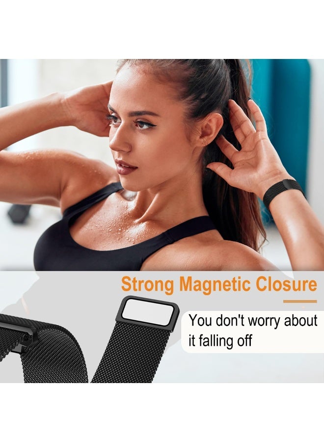 Milanese Loop Bands for Huawei Band 10/Huawei Band 9/Huawei Band 8/ Stainless Steel Metal Magnetic Replacement Strap for Huawei Band 10/9/8 Tracker Smartwatch for Women Men (Black) - Image 5