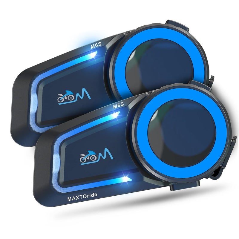 MAXTO Motorcycle Bluetooth Headset M6SMesh Intercom1000M Communication Systems 8 Riders Motorcycle Helmet Speaker BT50 Double Chip CVCDSP Noise Cancellation Music Sharing IP672 Pack - Image 2