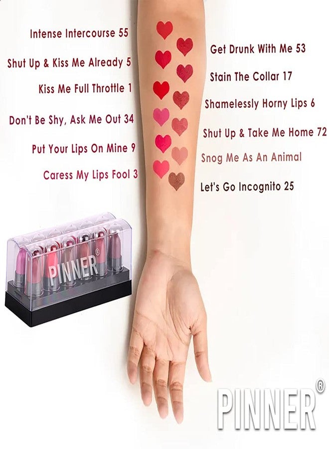 PINNER English Look Mini Pocket Lipstick Combo (Red,Magenta, Mauve, Purple, Peach, Cherry, Nude, Maroon, Brown, Pink, Disco Orange, Chocolate, 17.5 g) - Image 5