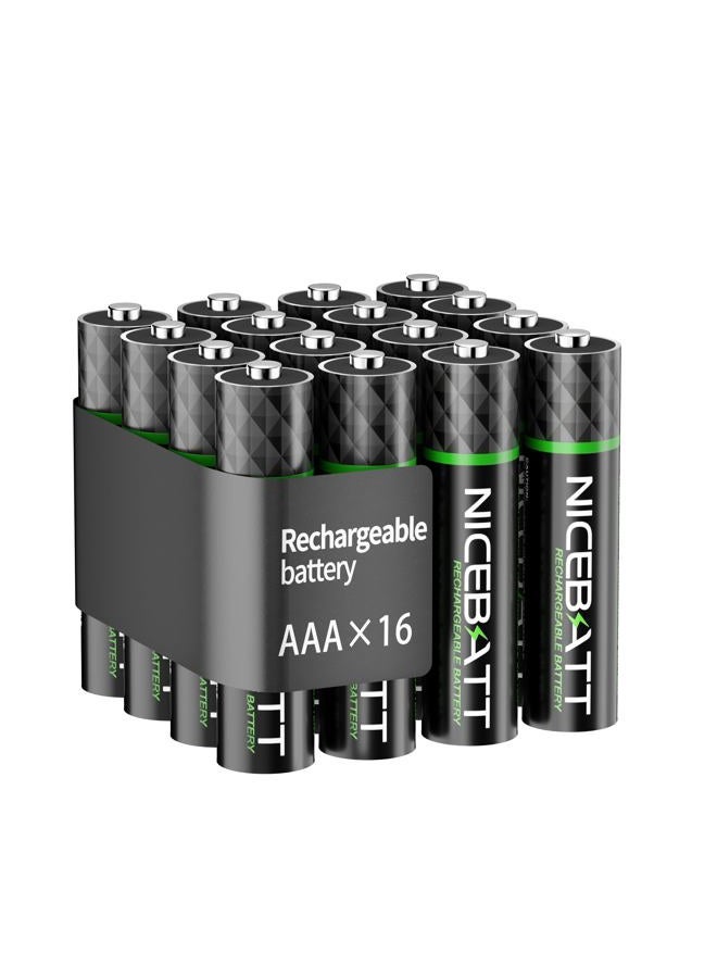 NICEBATT Rechargeable AAA Batteries 1100mAh, Premium NiMH Triple A Battery Low Self Discharge -16 Count - Image 1