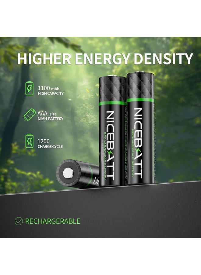 NICEBATT Rechargeable AAA Batteries 1100mAh, Premium NiMH Triple A Battery Low Self Discharge -16 Count - Image 2