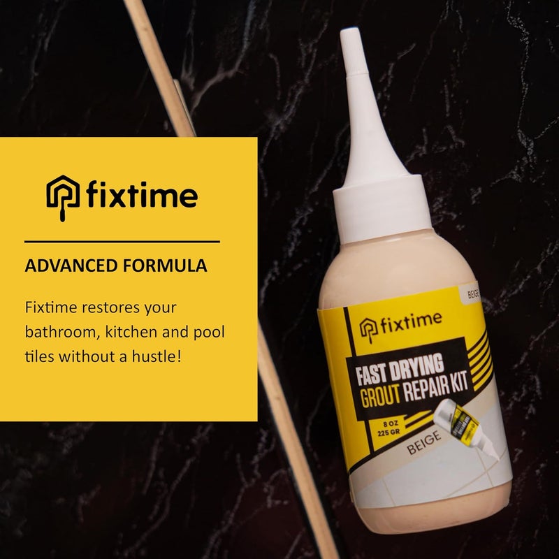 FIXTIME Tile Grout Repair Kit, Beige Grout Filler Tube 8 oz, Grout Repair Renews, Fast Drying Repait Kit, Grout Sealer for Floor Tile - Spatula Included (2xBeige) - Image 5