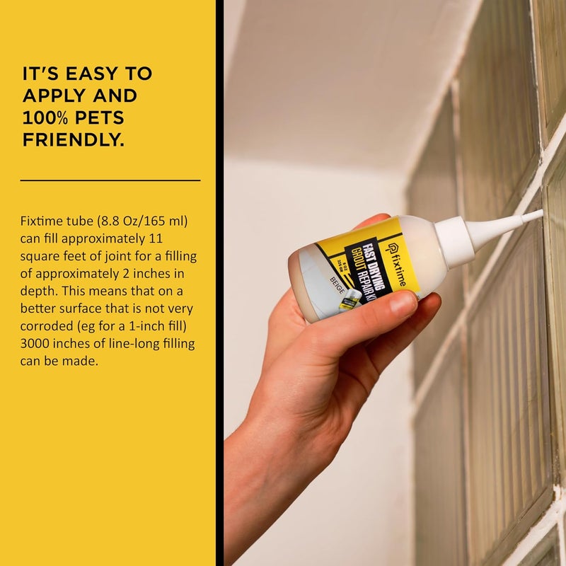 FIXTIME Tile Grout Repair Kit, Beige Grout Filler Tube 8 oz, Grout Repair Renews, Fast Drying Repait Kit, Grout Sealer for Floor Tile - Spatula Included (2xBeige) - Image 3