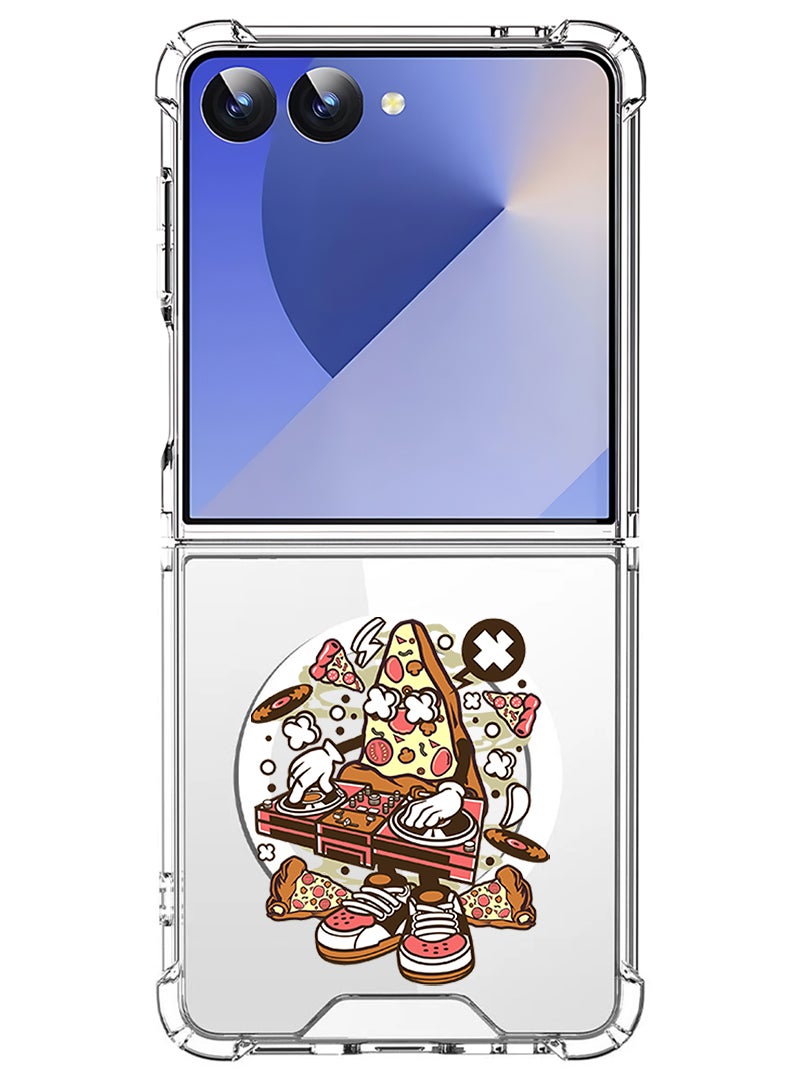 Theodor Magnetic Case for Samsung Galaxy Z Flip 7 Compatible with MagSafe Wireless Charging, Shockproof Phone Bumper Cover Pizza dj - Image 1