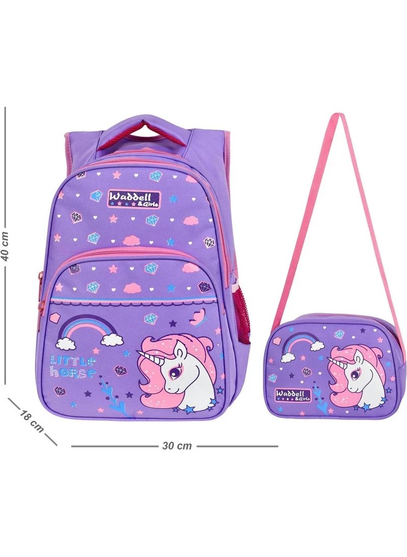 Waddell Licensed Lilac Little Horse Patterned Primary School Backpack and Lunchbox