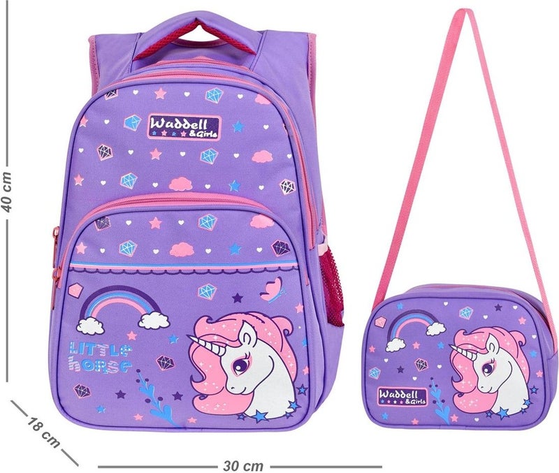 Waddell Licensed Lilac Little Horse Patterned Primary School Backpack and Lunchbox  - Image 1