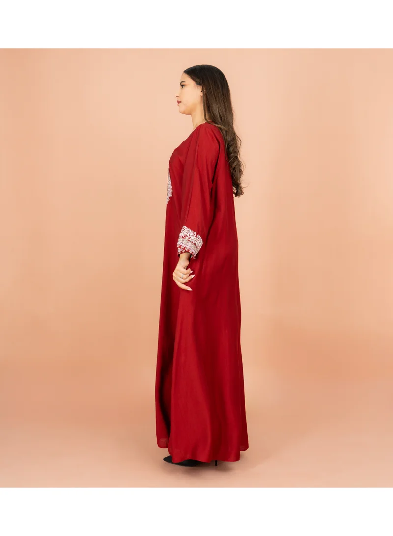 IKKXA  Classic Solid Embroidery Front and Sleeves Jalabiya for Women | Best Price UAE