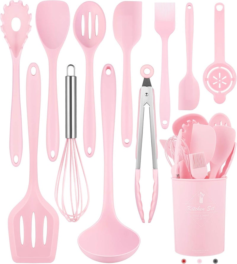 Pranski Kitchen Utensils Set-12 Pieces Silicone Cooking Utensils Set (Dishwasher Safe) 392°F Heat Resistant Spatula Set, Nonstick Cookware - Image 1