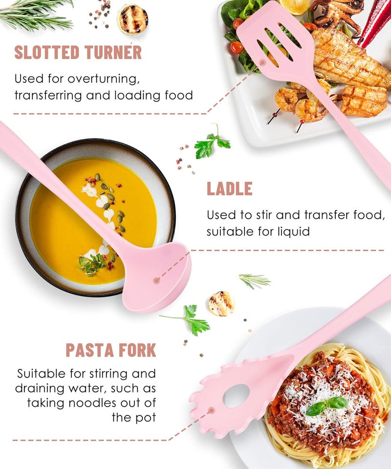 Pranski Kitchen Utensils Set-12 Pieces Silicone Cooking Utensils Set (Dishwasher Safe) 392°F Heat Resistant Spatula Set, Nonstick Cookware - Image 4