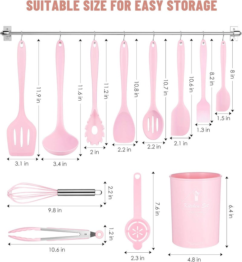 Pranski Kitchen Utensils Set-12 Pieces Silicone Cooking Utensils Set (Dishwasher Safe) 392°F Heat Resistant Spatula Set, Nonstick Cookware - Image 2