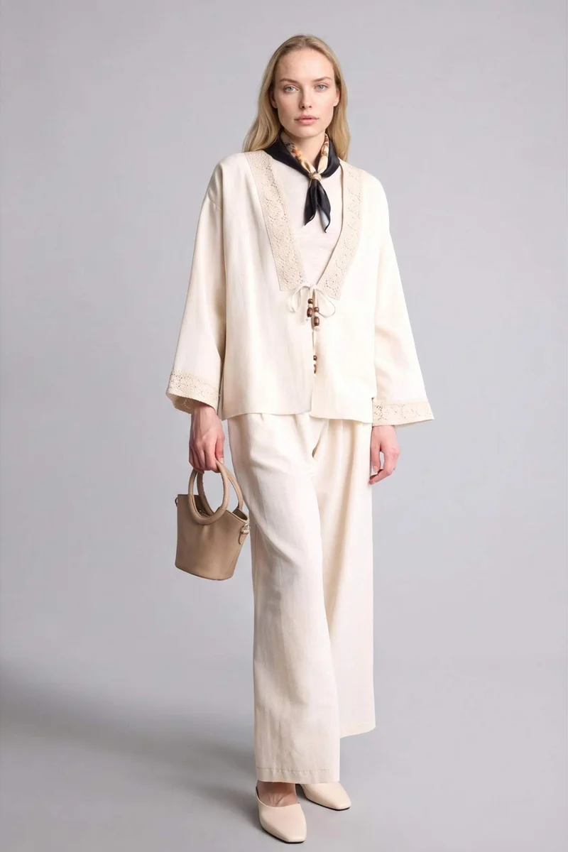 DeFacto Wide Leg Linen Blend Trousers