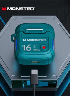 Monster Monster Airmars XKT16 Wireless Headphones Bluetooth Earphones Low Latency Noise Reduction Headphones Large Battery Capacity for Sports Games Headset Green  - Image 1
