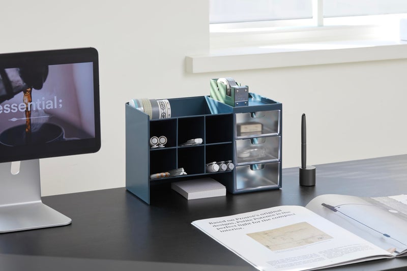 Litem Hive Stack Honeycomb Desk Pen Pencil Stand Organiser with Drawers | Prussian Blue | 2 Stack - Image 5