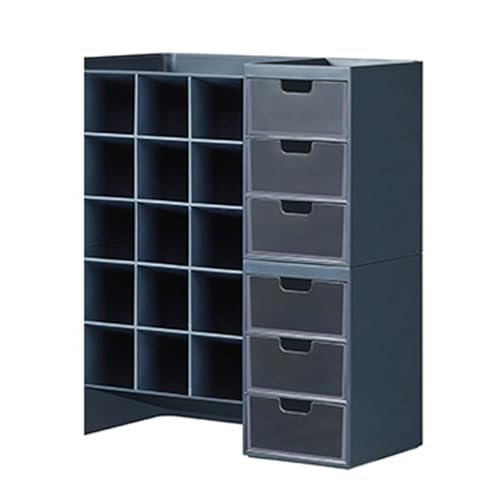 Litem Hive Stack Honeycomb Desk Pen Pencil Stand Organiser with Drawers | Prussian Blue | 2 Stack - Image 1