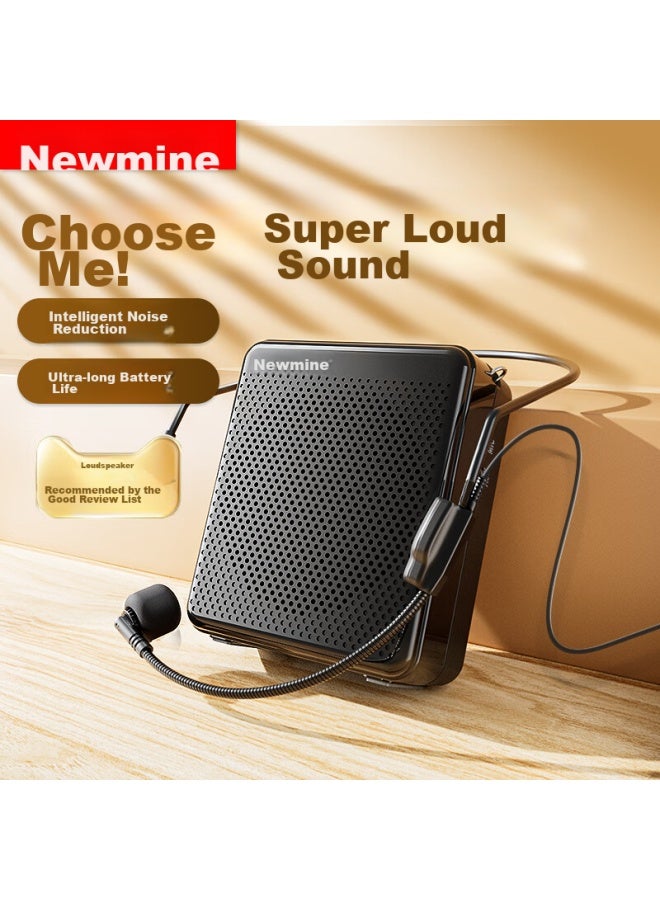Newmine U-105 Mini Amplifier, Teacher-specific Bluetooth Speaker, Tour Guide Waist-mounted Microphone, Portable Megaphone, Classroom Teaching Handheld Loudspeaker, High Volume, Black - Image 1