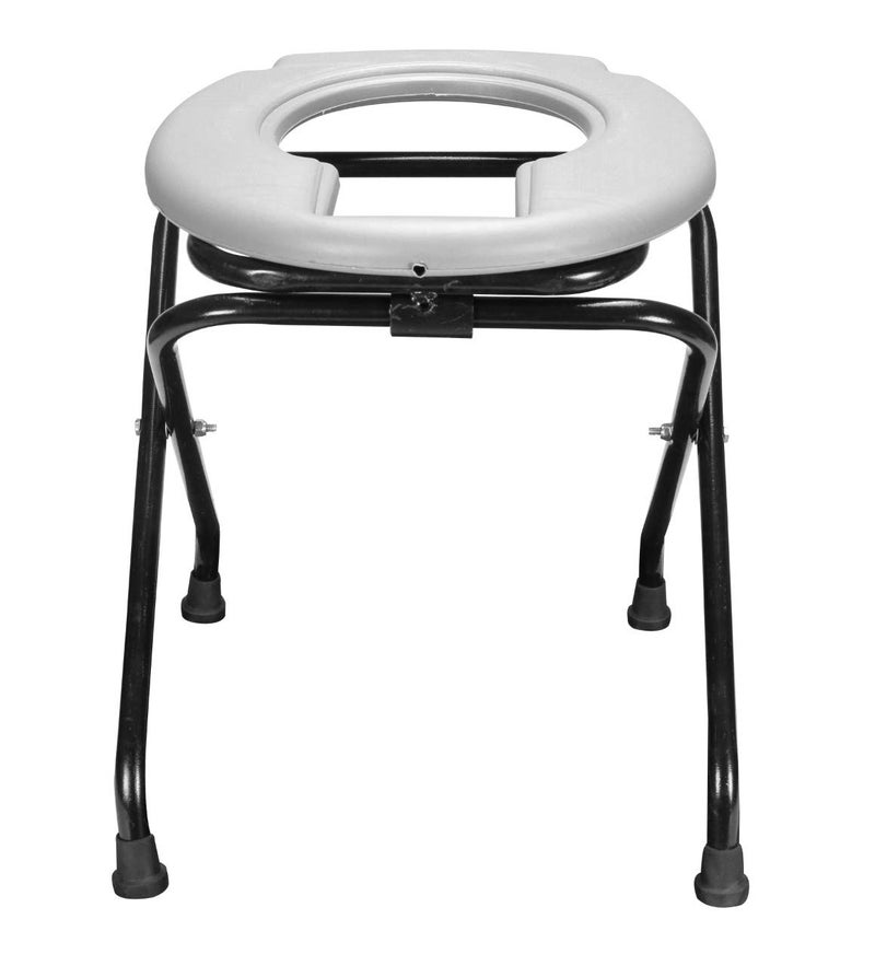 PHYSIQO Solid Commode Chair With Toilet Seat Comfortable Safe Toilet Stool White - Image 2