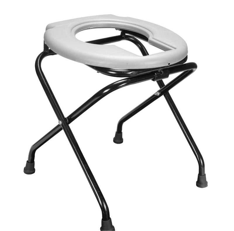 PHYSIQO Solid Commode Chair With Toilet Seat Comfortable Safe Toilet Stool White - Image 5