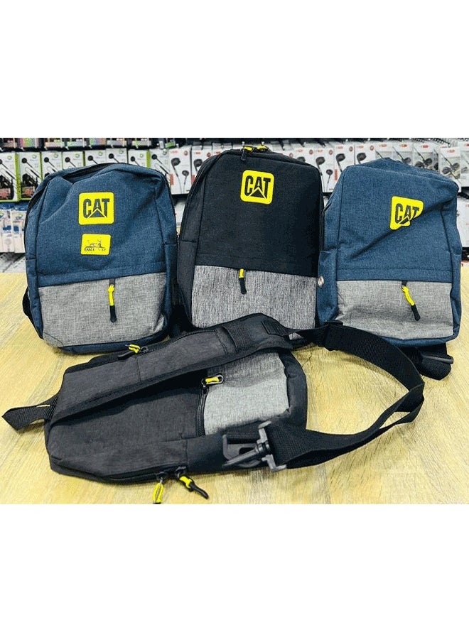 CAT - CAT Casual Shoulder Bag with Multiple Pockets - Durable Fabric, Grey and Black - Image 1