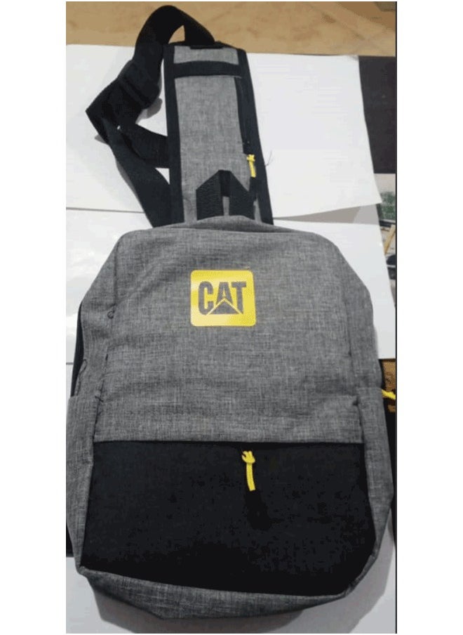 CAT - CAT Casual Shoulder Bag with Multiple Pockets - Durable Fabric, Grey and Black - Image 1