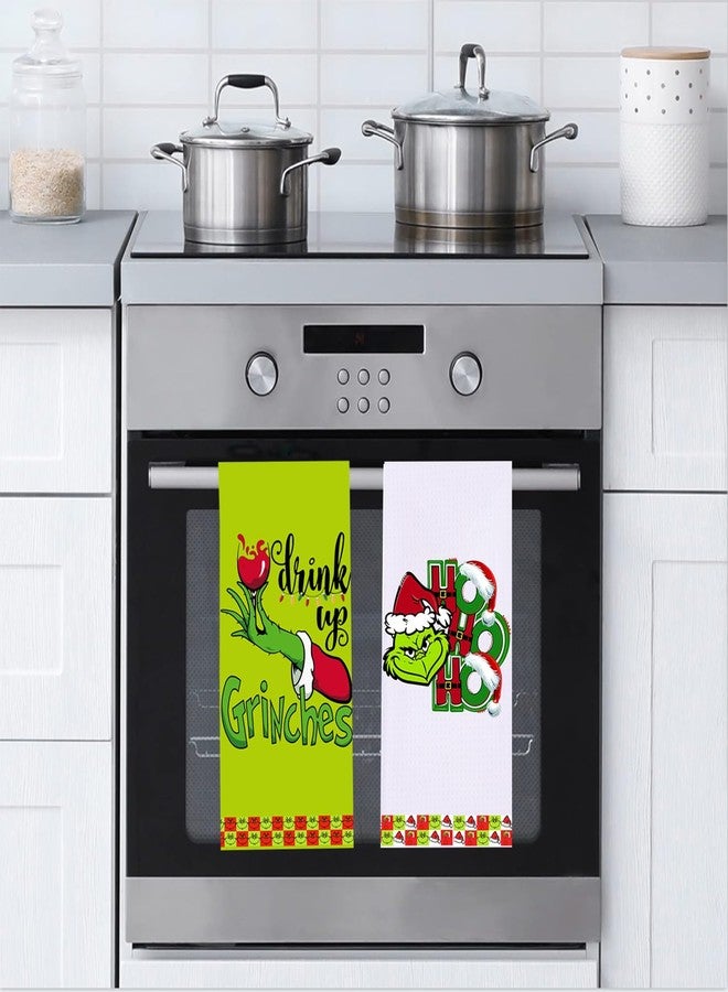 LXOMILL Christmas Grinch Kitchen Towels, Grinch Bathroom Hand Towels, Grinch Christmas Decorations, Grinch Kitchen Towels, Grinch Bathroom Decor, Housewarming Gift, Host Hostess Gift - Image 3