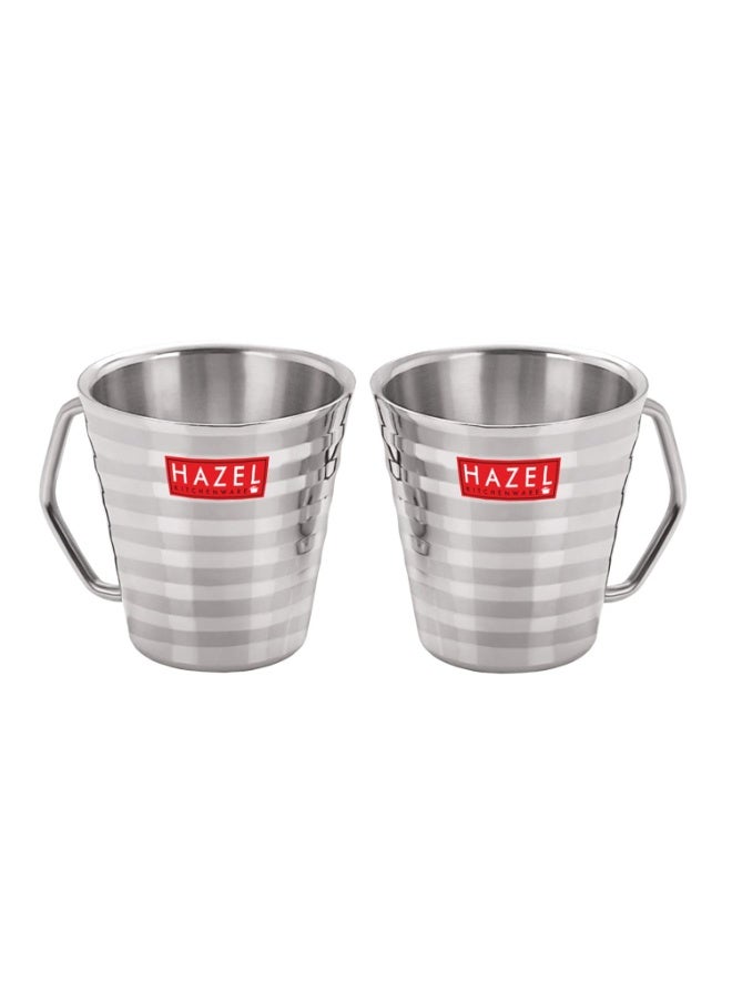 HAZEL Stainless Steel Plain Mug - 2 Pieces, Silver, 300 ml - Image 1