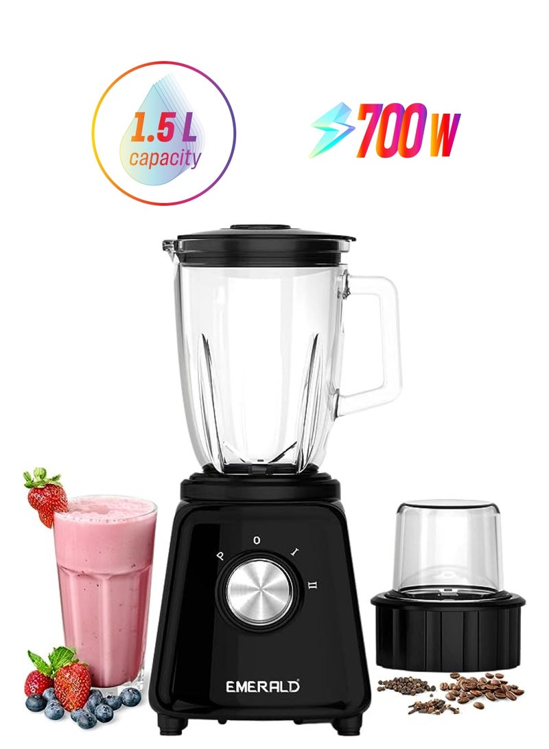 Emerald Masterblender Duo 1.5 Litre Glass Blender & 250 Gms Dry Grinder, 800 Watts, EK732MBG. - Image 1