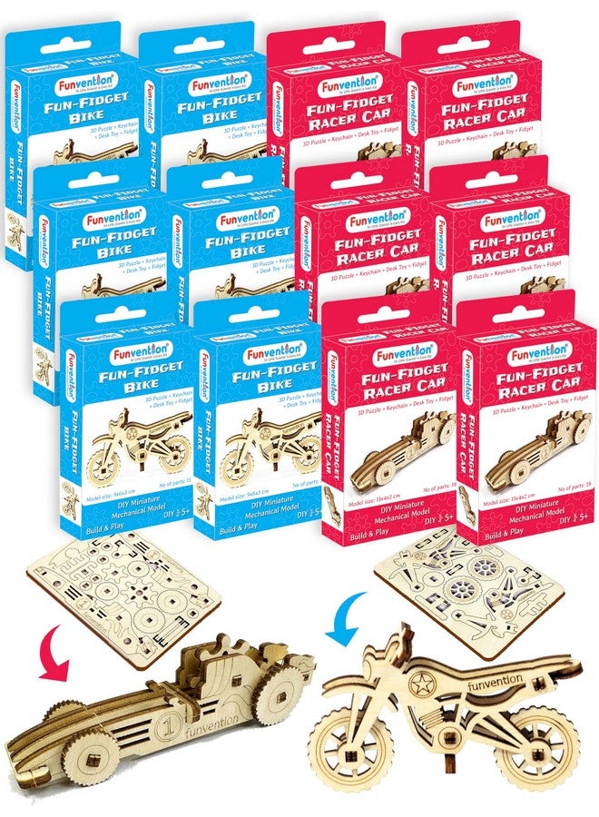 فنفينشين هدايا عيد ميلاد من فنفنشن (عبوة من ١٢ قطعة) ألعاب فيدجيتس ممتعة - سيارات ودراجات سباق | نماذج ميكانيكية مصغرة ثلاثية الأبعاد، هدايا عيد ميلاد للأطفال من سن ٥ سنوات فما فوق، صنع في الهند - Image 1